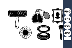 Vintage Beauty Accessories Vector Set Black White Product Image 1