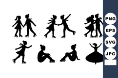 Skating Couple Woman Posing Silhouette Vector Product Image 1