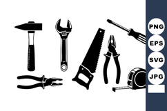 Silhouette Set of Common Hand Tools Vector Product Image 1