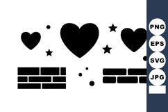 Heart Shapes Stars Brick Wall Vector Illustration Product Image 1