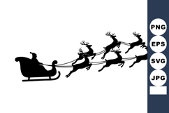 Santa Claus Silhouette Sleigh Reindeer Flying Vector Product Image 1
