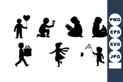 Silhouette Children Playing Balloons Books Gifts Product Image 1