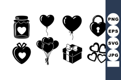 Heart Icons Jar Balloon Lock Gift Clover Vector Product Image 1