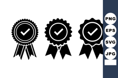 Award Ribbons Check Mark Icon Set Vector Product Image 1