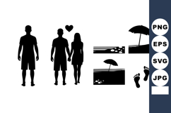 Silhouette Couple Holding Hands Heart Vector Product Image 1
