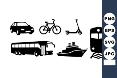 Transportation Icons Vector Set Car Bike Scooter Bus Ship Tr Product Image 1