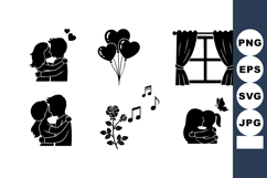 Romantic Love Couple Kissing Heart Balloon Vector Product Image 1