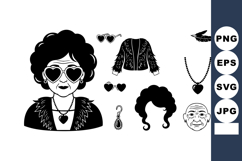 Vintage Woman With Heart Sunglasses Vector Illustration Product Image 1