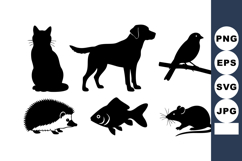 Animal Silhouettes Vector Set Cat Dog Bird Product Image 1
