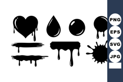 Black Ink Splatter Shapes Dripping Effect Vector Product Image 1