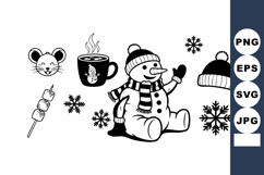 Snowman Winter Hat Scarf Mittens Vector Illustration Product Image 1