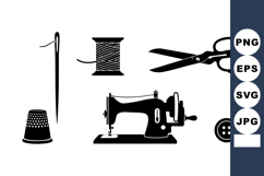 Vintage Sewing Machine Needle Thread Vector Illustration Product Image 1