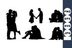 Romantic Couples Silhouettes Holding Hands Vector Product Image 1