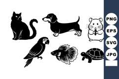 Black Silhouette Cat Dachshund Dog Vector Collection Product Image 1