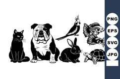 Black and White Silhouette Pets Vector Product Image 1