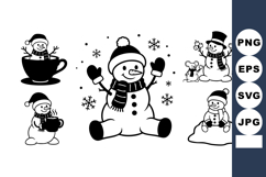 Playful Snowman Winter Characters Hats Scarves Mittens Product Image 1