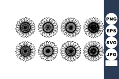 Black White Sunflower Line Art Vector Floral Product Image 1