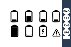 Battery Icons Vector Set Low Charge Warning Product Image 1