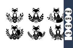 Cute Foxes With Floral Wreaths Vector Illustration Product Image 1