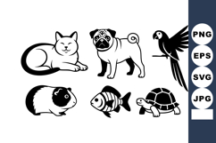 Vector Set Six Different Pet Animals Simple Style Product Image 1
