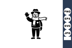 Smiling Happy Snowman Waving Silhouette Vector Product Image 1