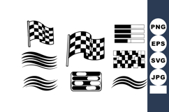 Checkered Racing Flags and Waving Stripes Vector Illustratio Product Image 1