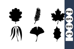 Black Leaf Silhouette Vector Set Six Designs Product Image 1
