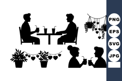 Silhouette People Drinking Together Vector Illustration Product Image 1