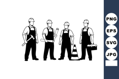 Construction Workers Tools Safety Cone Silhouette Illustrati Product Image 1