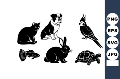 Silhouettes of Domestic Animals Vector Illustration Product Image 1