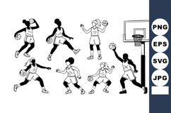 Female Basketball Players Dribbling Shooting Passing Product Image 1