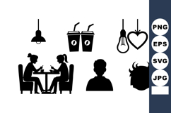 Silhouette People Sitting Drinking Beverage Table Lamp Product Image 1