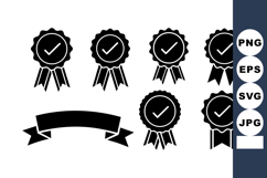 Award Ribbons and Checkmark Icon Vector Set Product Image 1