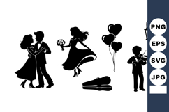 Silhouette Couple Dancing Woman Jumping Love Art Product Image 1