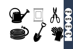 Black White Garden Tools Vector Set Illustration Product Image 1