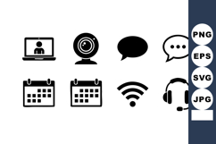 Online Communication Icons Calendar Wifi Headset Chat Product Image 1