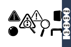 Warning Sign Magnifying Glass Alert Symbols Vector Product Image 1