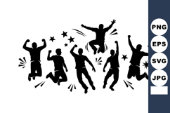 Happy People Jumping Silhouettes Vector Art Product Image 1