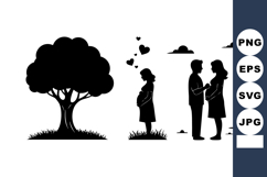 Silhouette Tree Pregnant Woman Couple Love Scene Product Image 1