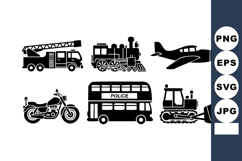 Transport Vehicles Fire Truck Train Airplane Vector Product Image 1