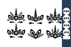Unicorn Horn Flower Crown Eyelashes Vector Product Image 1