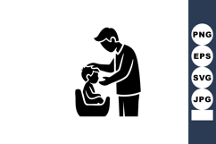 Father Feeding Baby Toddler Silhouette Illustration Product Image 1