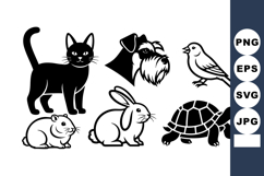 Black Cat Dog Bird Rabbit Hamster Turtle Silhouettes Product Image 1