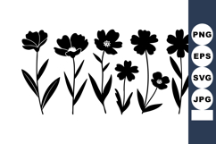 Black Silhouette Flowers Vector Illustration Design Product Image 1