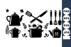 Kitchen Utensils Cooking Tools Vector Silhouette Product Image 1