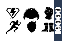 Set of Six Black Silhouette Vector Icons Product Image 1