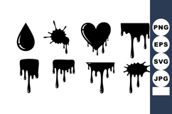 Black Ink Drops Splashes Heart Shaped Dripping Paint Product Image 1