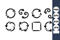 Black Brush Stroke Circular Square Arrow Icons Product Image 1