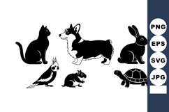 Silhouettes of Common Pets Vector Illustration Product Image 1