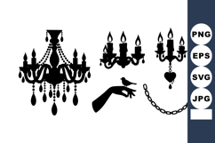 Vintage Black Chandelier Candle Holder Vector Illustration Product Image 1